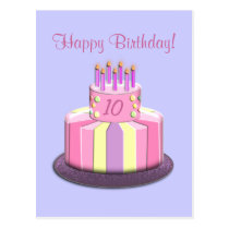 Gâteau d'âge d'anniversaire (rose) cartes postales