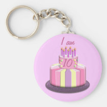 Gâteau d'âge d'anniversaire (rose) porte-clés