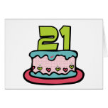 Gâteau d'anniversaire de 21 ans carte de vœux