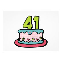Gâteau d'anniversaire de 41 ans invitations personnalisables