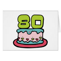 Gâteau d'anniversaire de 80 ans cartes de vœux