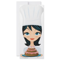 Gâteau d'anniversaire de chef de femme carte double en  couleur