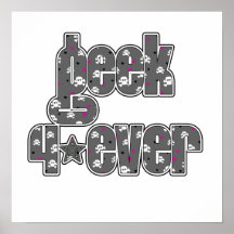 Geek gris-foncé 4ever de crâne affiche