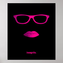 Geeky hot pink lips and glasses posters