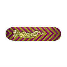 Geel en Roze schitter Pauw Skateboard