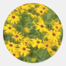 Gele Bloemen Ronde Sticker