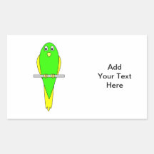 Gele en Groene Vogel. Parkiet Rechthoek Sticker