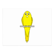 Gele Vogel. Kanarie. Op Wit Wenskaart