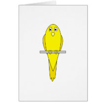 Gele Vogel. Kanarie. Op Wit Wenskaarten