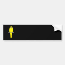 Gele Vogel. Kanarie. Op Zwarte Bumpersticker