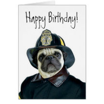 Gelukkig pug van de Brandweerman van de Verjaardag