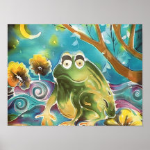 Gelukkige Capricieuze Kikker bij het Schilderen va Poster