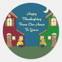 Gelukkige Thanksgiving Ons Huis aan van u Ronde Stickers