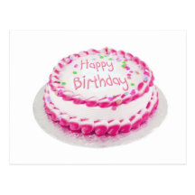 Gelukkige verjaardagscake met het roze berijpen wenskaart