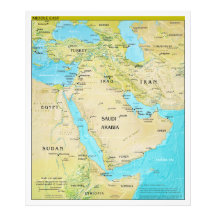 Geopolitieke Regionale Kaart van het Midden-Oosten Foto Afdruk
