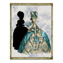 Georgian Lady with a Fan - Blue Wens Kaart