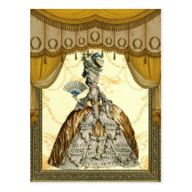 Georgian Lady with a fan - Gold Wens Kaarten