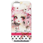 Gepersonaliseerd - Mooi animemeisje met konijntjes iPhone 5 Hoesje