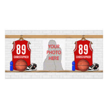 Gepersonaliseerd Rood Basketbal Jersey Gepersonaliseerde Fotokaarten