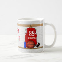 Gepersonaliseerd Rood Basketbal Jersey Koffie Mok