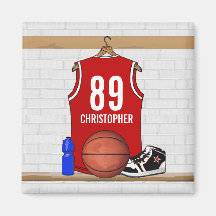 Gepersonaliseerd Rood Basketbal Jersey Koelkast Magneten
