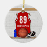 Gepersonaliseerd Rood Basketbal Jersey Kerstboom Ornamenten