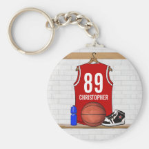Gepersonaliseerd Rood Basketbal Jersey Sleutel Hangers