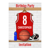 Gepersonaliseerd Rood Basketbal Jersey Gepersonaliseerde Uitnodigingen