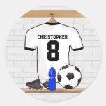 Gepersonaliseerd wit en zwart footballvoetbal Jers Sticker