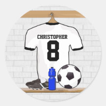 Gepersonaliseerd wit en zwart footballvoetbal Jers Sticker