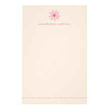 Gepersonaliseerde Roze Daisy Kids Stationery Briefpapier Ontwerp
