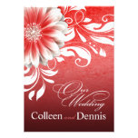 Gerbera Daisy Scroll Wedding rood Bourgondië Persoonlijke Uitnodiging