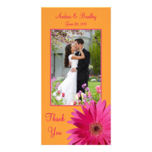 Gerbera Daisy Wedding Thank You Photocard Foto Kaart