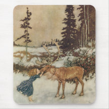Gerda vintage et le renne par Edmund Dulac Tapis De Souris
