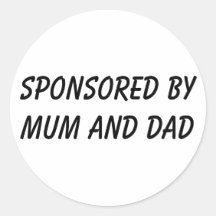 GESPONSORD DOOR MUM EN DAD RONDE STICKERS