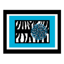 Gestreepte Strepen met Blauwe Chrysant Wenskaart