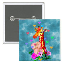 Girafe de Saint-Valentin Badge
