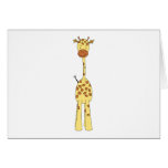 Girafe mignonne grande. Animal de bande dessinée Cartes De Vœux