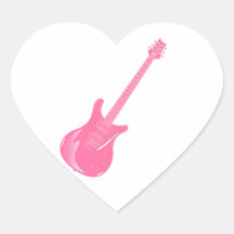 gitaar grafisch lichtrose vast lichaam hart stickers