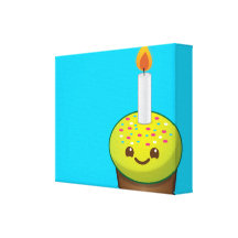 Glimlachen van de Verjaardag van Cupcake van Cutie Canvas Afdrukken