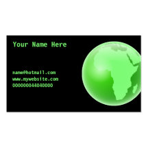 Globe vert de l'Afrique, votre nom ici, Carte De Visite
