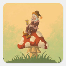 gnome de champignon stickers carrés