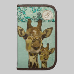 Gold Damask Giraffes Blue Monogram Planner pochettes folios