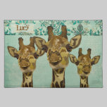 Gold Damask Giraffes Blue Placemat sets de table