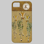 Gold & Jade Giraffes Damask Monogram iPhone Case coques case-mate
