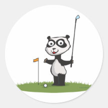Golf d'ours panda autocollants ronds