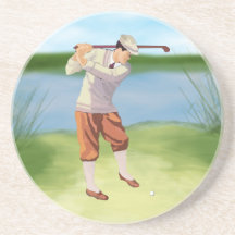 Golfeur vintage par rive dessous de verres