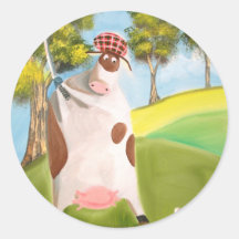 GOLFING KOE RONDE STICKER