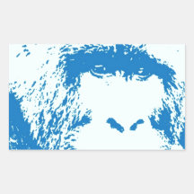Gorille bleu sticker en rectangle