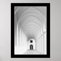 Gotische gang zwart-wit fotografie poster
